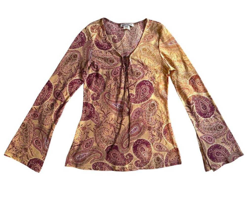 Vintage Y2K Top Fairy Grunge Ren Faire Boho Cosplay Hippie Festival Mesh Paisley
